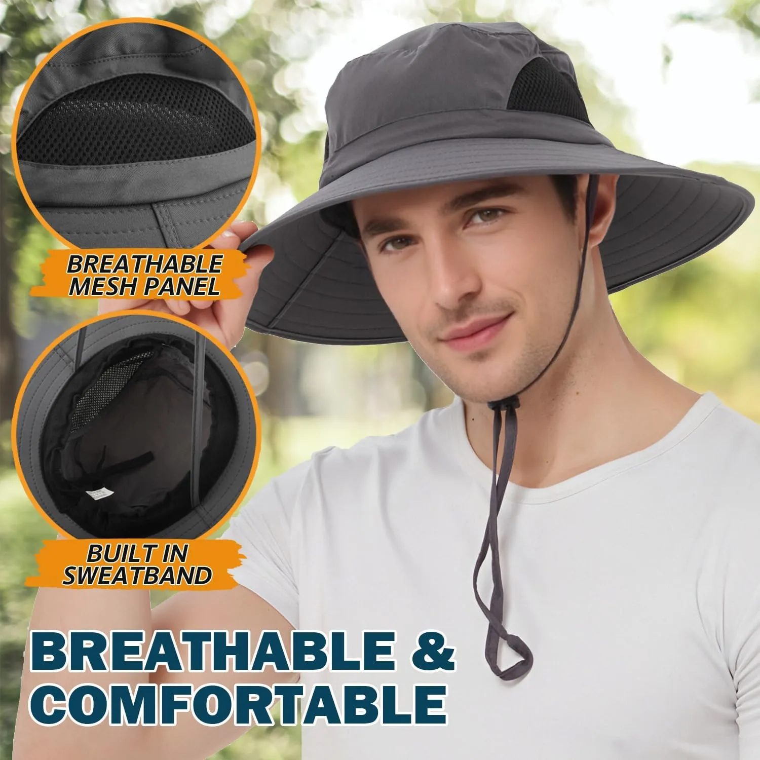 EINSKEY Wide Brim Sun Hat, UPF 50  UV Protection Waterproof Packable Bucket Hat for Men & Women, Fishing Hiking Beach Garden
