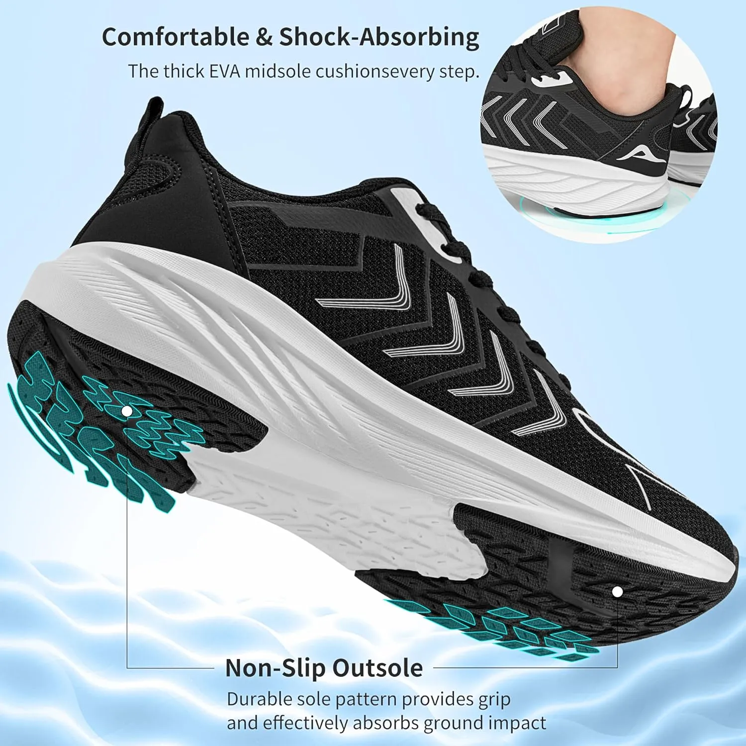HARENCE Women's Fashion Walking Sneakers: Comfortable Breathable Non Slip Athletic Running Shoes for Gym Workout Cross Training Tennis
