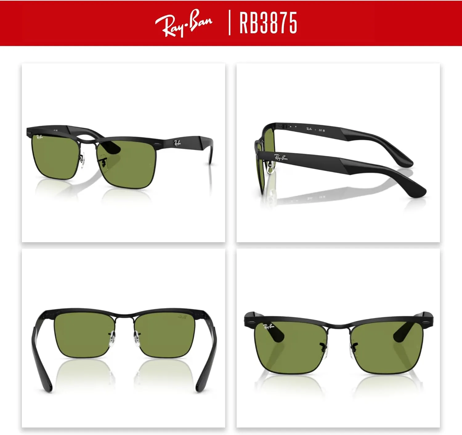Ray-Ban RB3875 Wayfarer Deluxe Square Sunglasses For Men For Women   BUNDLE With Designer iWear Complimentary Eyewear Kit