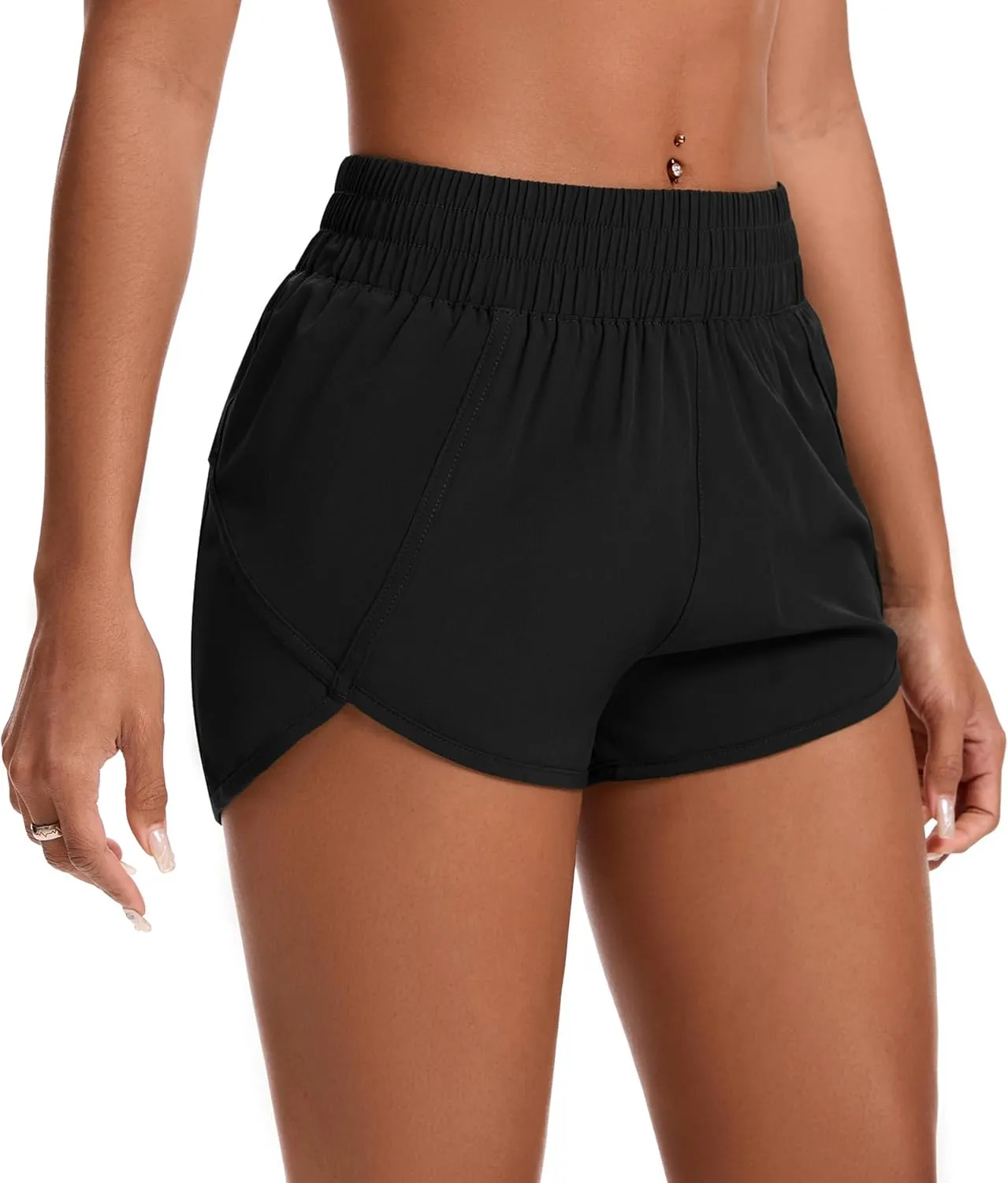 Womens Running Shorts Elastic High Waisted Shorts Workout Shorts Quick Dry Athletic Shorts Pants