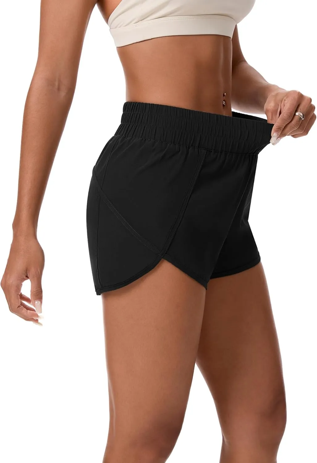 Womens Running Shorts Elastic High Waisted Shorts Workout Shorts Quick Dry Athletic Shorts Pants