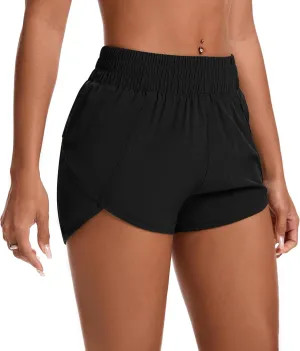 Womens Running Shorts Elastic High Waisted Shorts Workout Shorts Quick Dry Athletic Shorts Pants