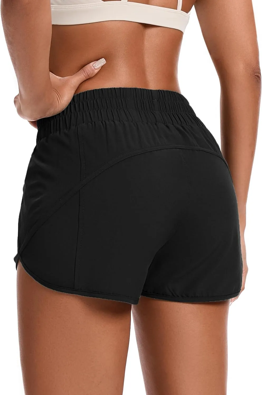 Womens Running Shorts Elastic High Waisted Shorts Workout Shorts Quick Dry Athletic Shorts Pants